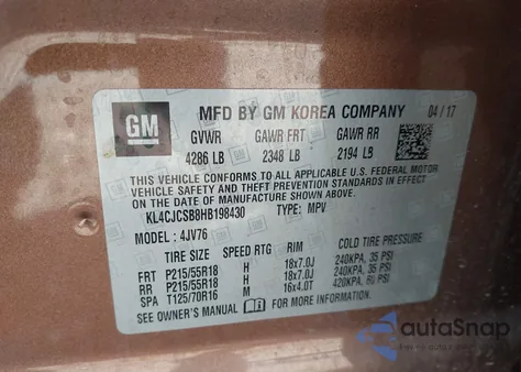 2017 Buick Encore Essence z USA, uszkodzony, nr VIN KL4CJCSB8HB198430